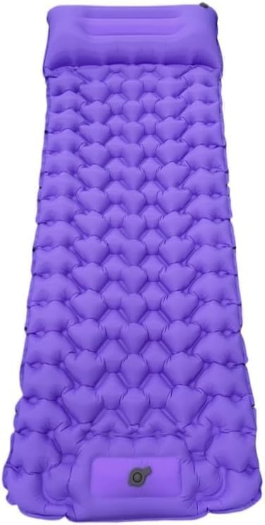 Purple Inflatable Camping Sleeping Pad – Foot-Pump, Portable, 190x120x5cm