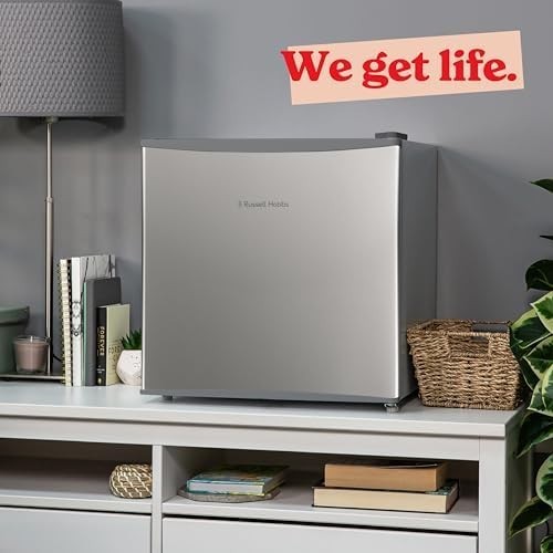 43L Tabletop Mini Fridge Compact Silver Small Refrigerator with Ice Box
