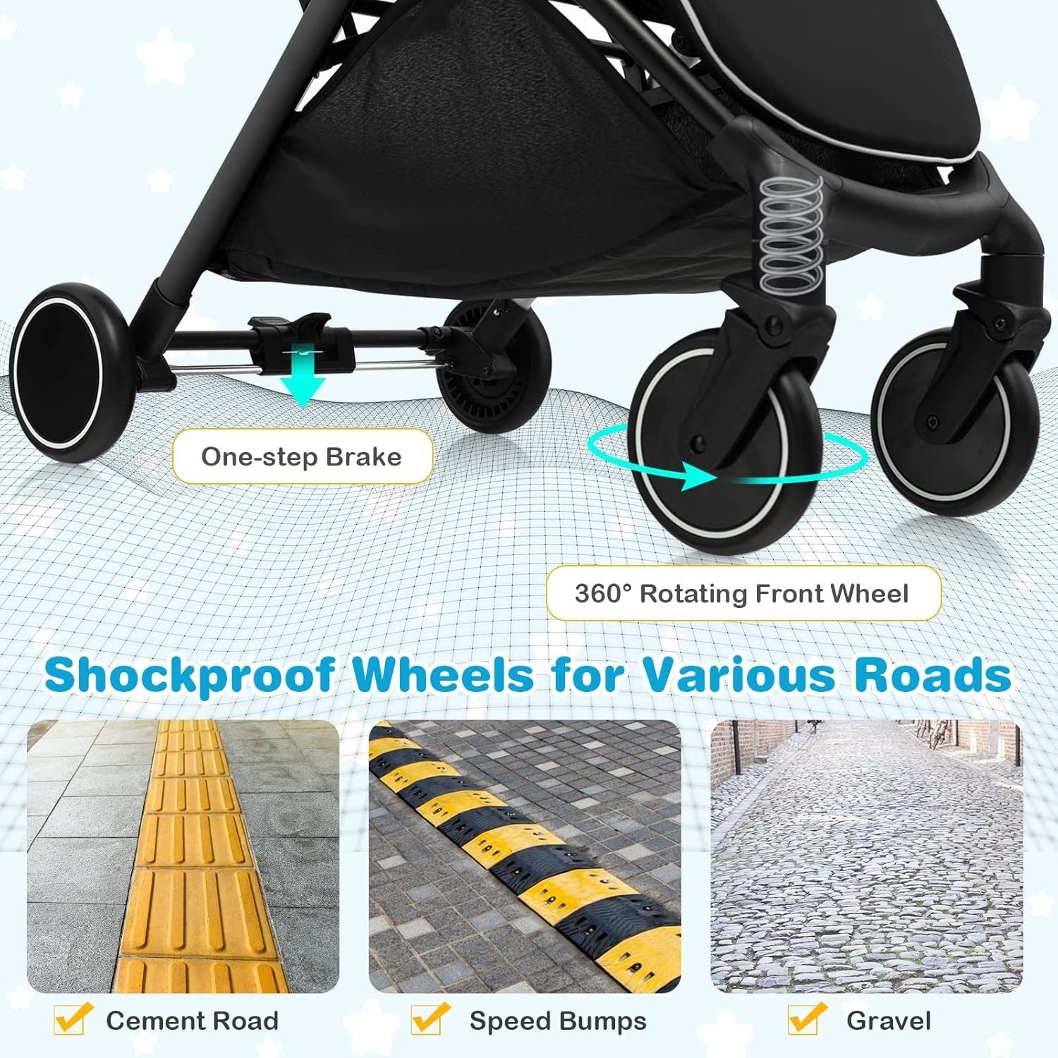 Lightweight Baby Stroller Folding Pushchair 0–36 Months with Canopy