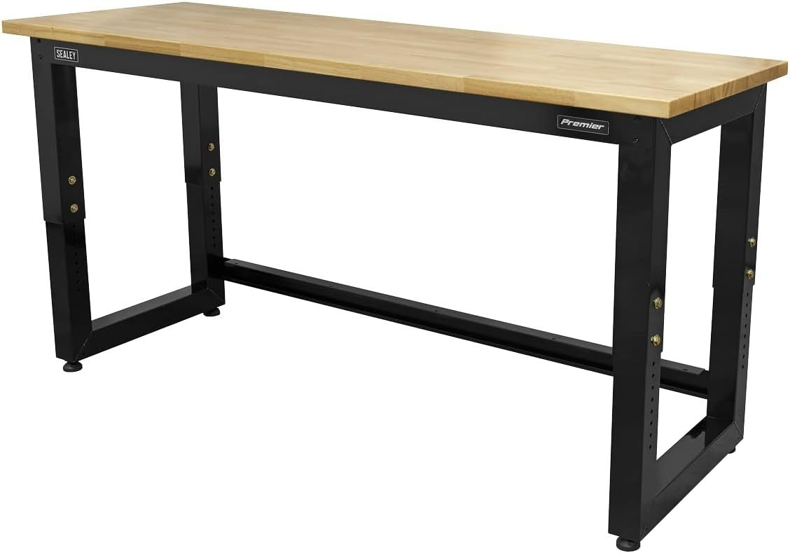 Heavy Duty 1830mm Adjustable Workbench 1000kg Solid Wood Top Industrial