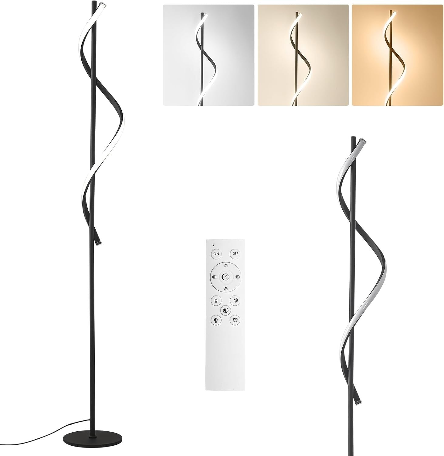 LED Floor Lamp 40W Dimmable Standing Light Remote Control Modern Tall Lamp