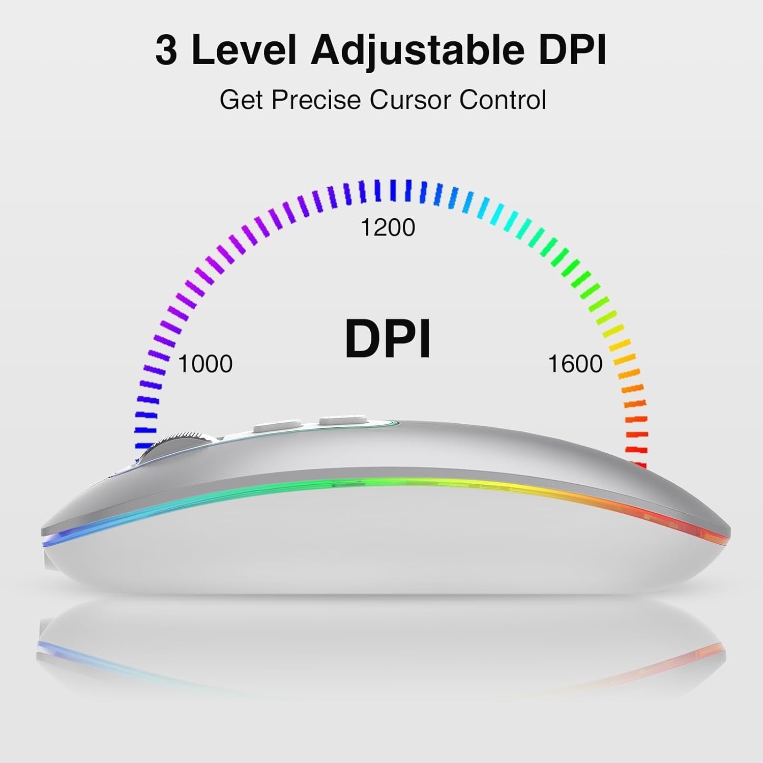 Silent Rechargeable Wireless Mouse Bluetooth 2.4G Slim Ergonomic 1600DPI