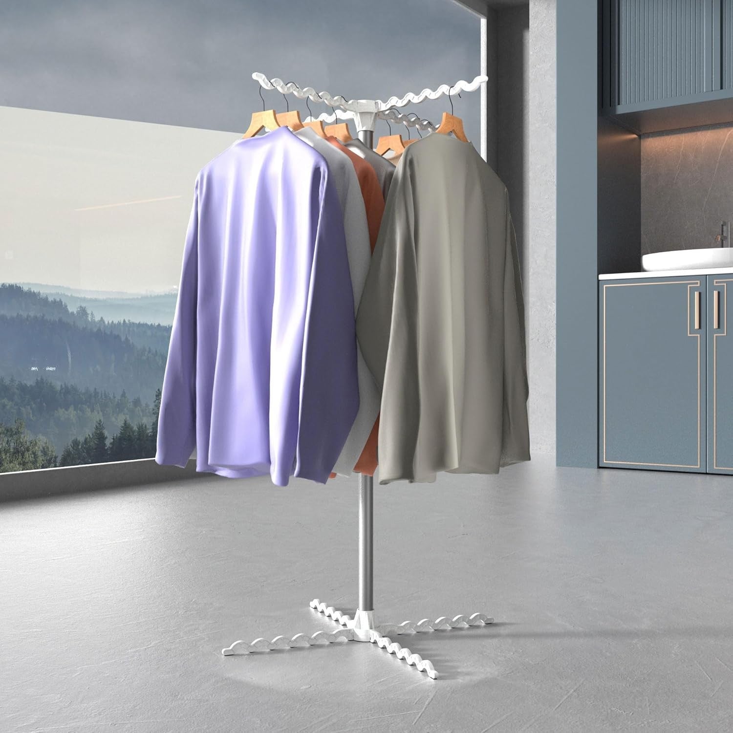 Portable Electric Heated Clothes Airer 1000W With Cover Indoor Travel Dryer