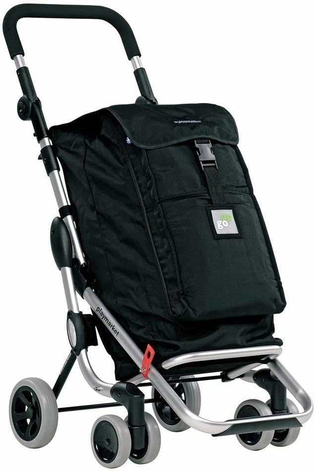 Premium Foldable Shopping Trolley Black Sturdy Waterproof Fabric & Metal