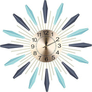 Large 20.5" Sunburst Wall Clock Modern Silent Metal Scandinavian Home Decor