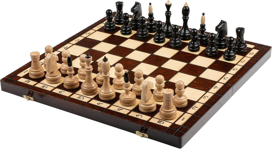 Luxury Wooden Chess Set 42cm • Burned Detail Board • Hand-Carved Pieces • Gift R