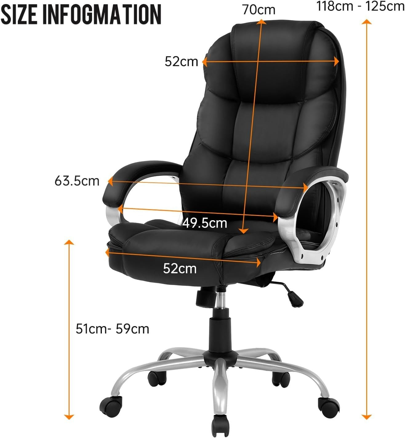Executive Office Chair High Back Swivel Lumbar Support Faux Leather Gaming Desk