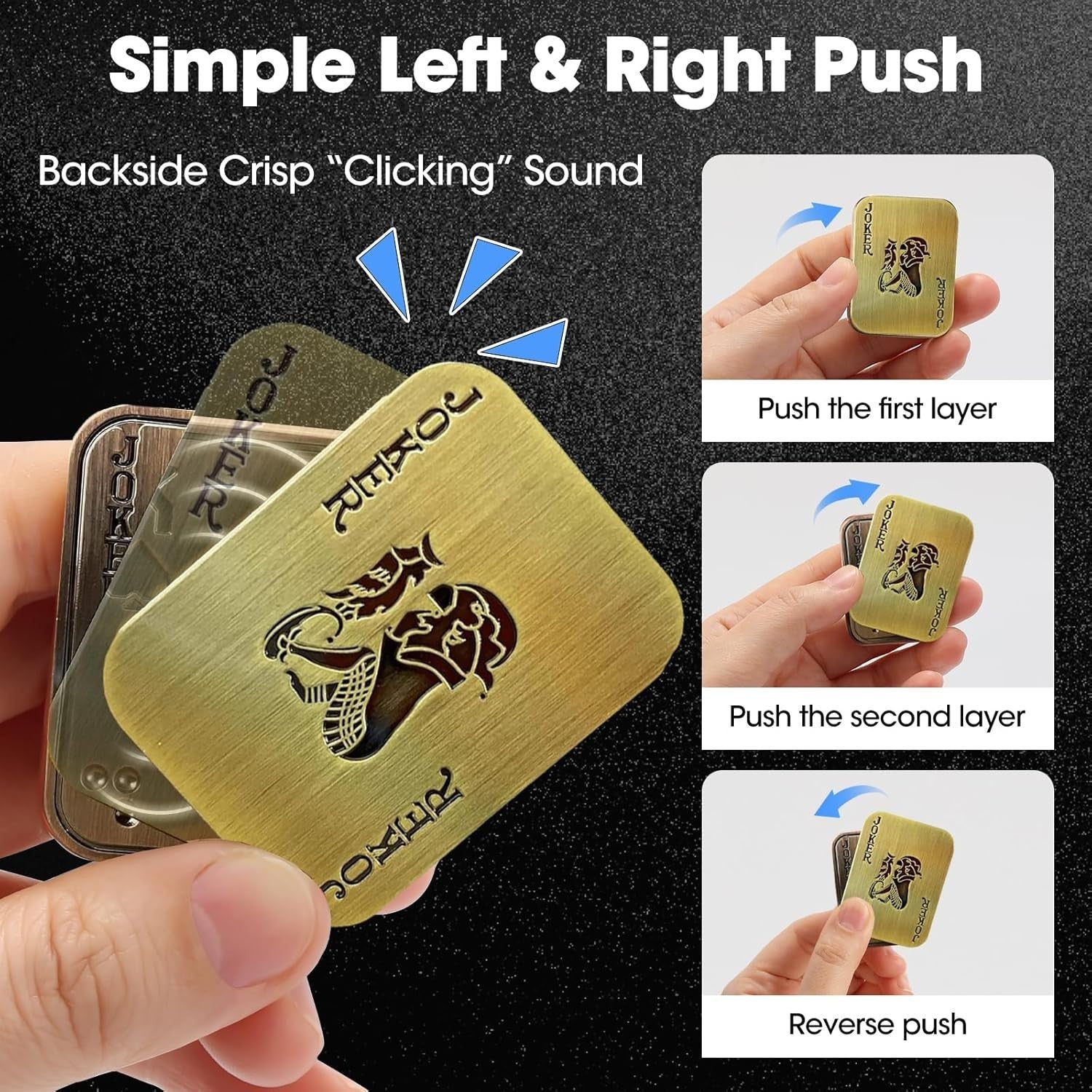 Metal Poker Fidget Slider Magnetic Clicker Stress Relief EDC Toy