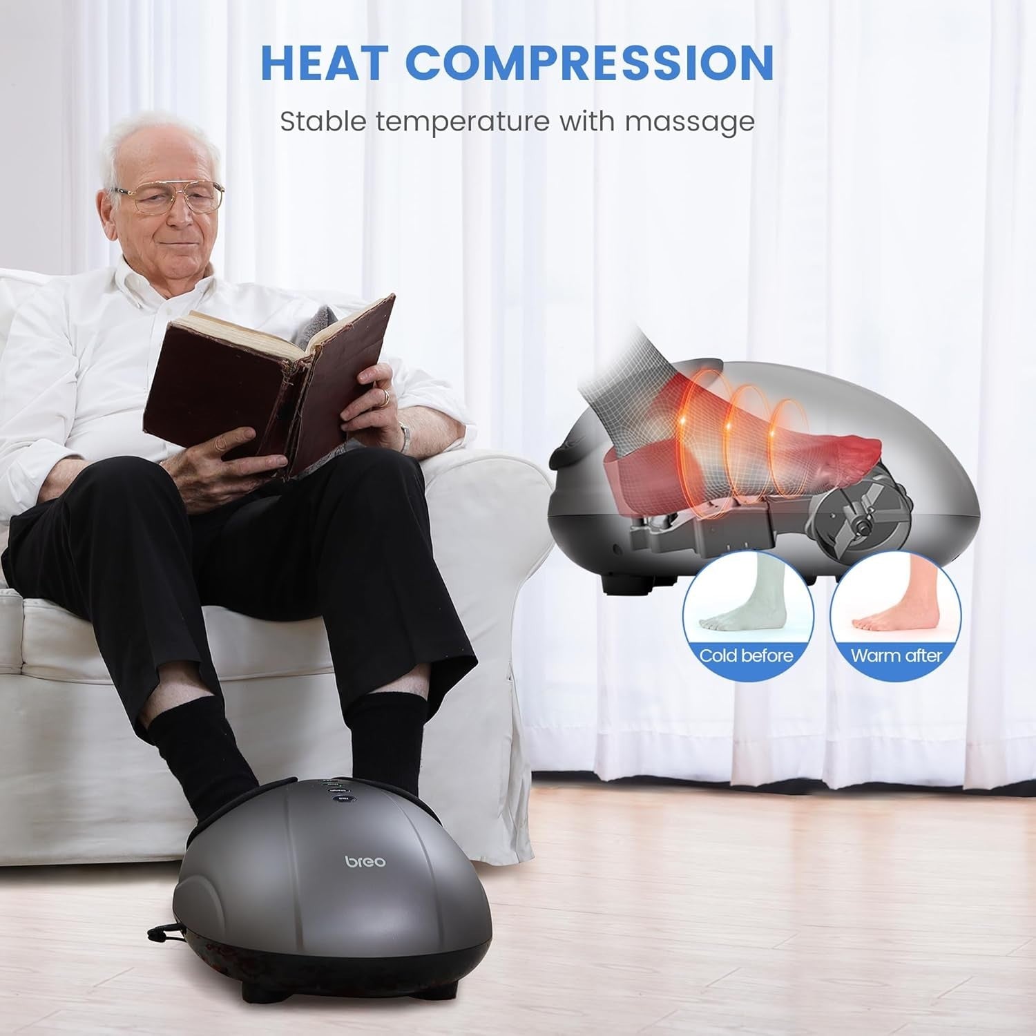 Foot Massager with Heat & Air Compression for Pain Relief & Relaxation