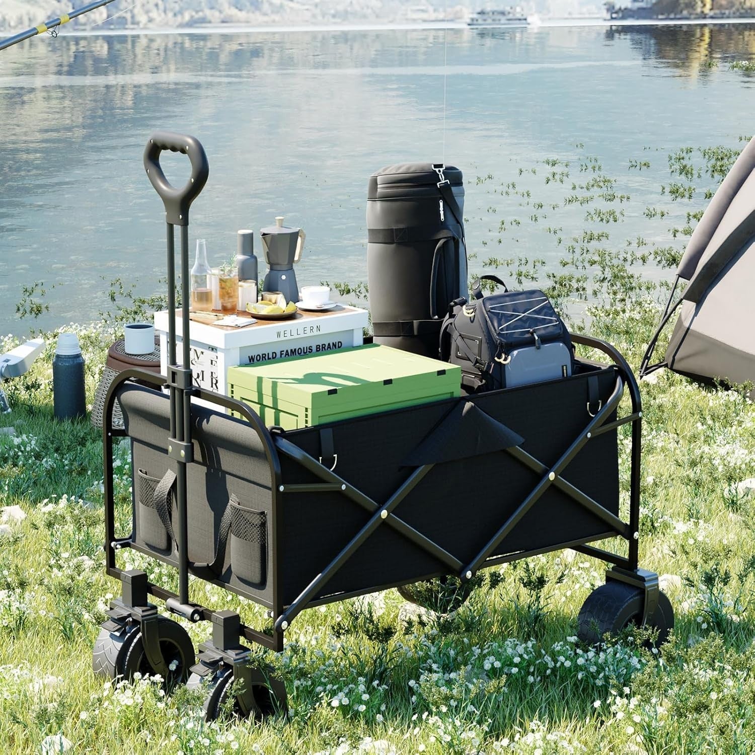 Heavy Duty 150L Festival Trolley 250KG Folding Wagon with All-Terrain Wheels