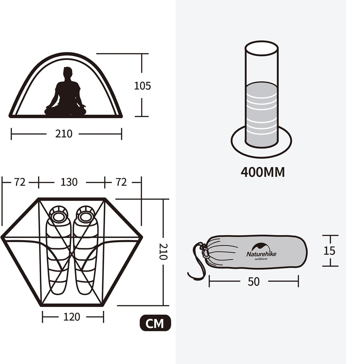 2-3 Person 4 Season Backpacking Tent 4000mm Waterproof Lightweight