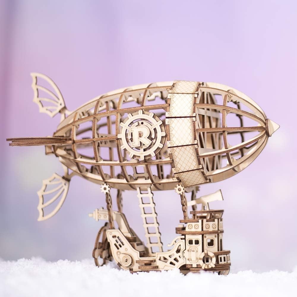 3D Wooden Airship Puzzle Kit – DIY Steampunk Model for Teens & Adults