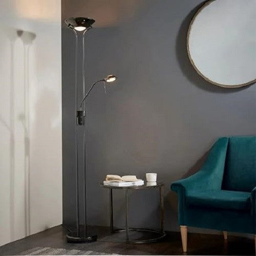 Mother Child Floor Lamp Uplighter Dimmable Reading Light Black Chrome