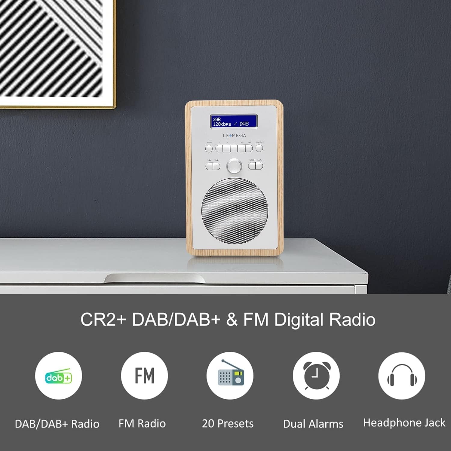 DAB DAB+ Digital Radio FM Dual Alarm Clock Sleep Timer Headphone Jack