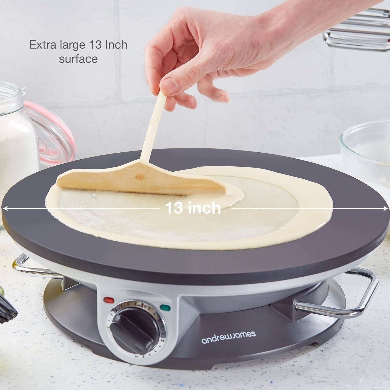 13" Electric Crepe & Pancake Maker 1200W Non-Stick w/ Accessories