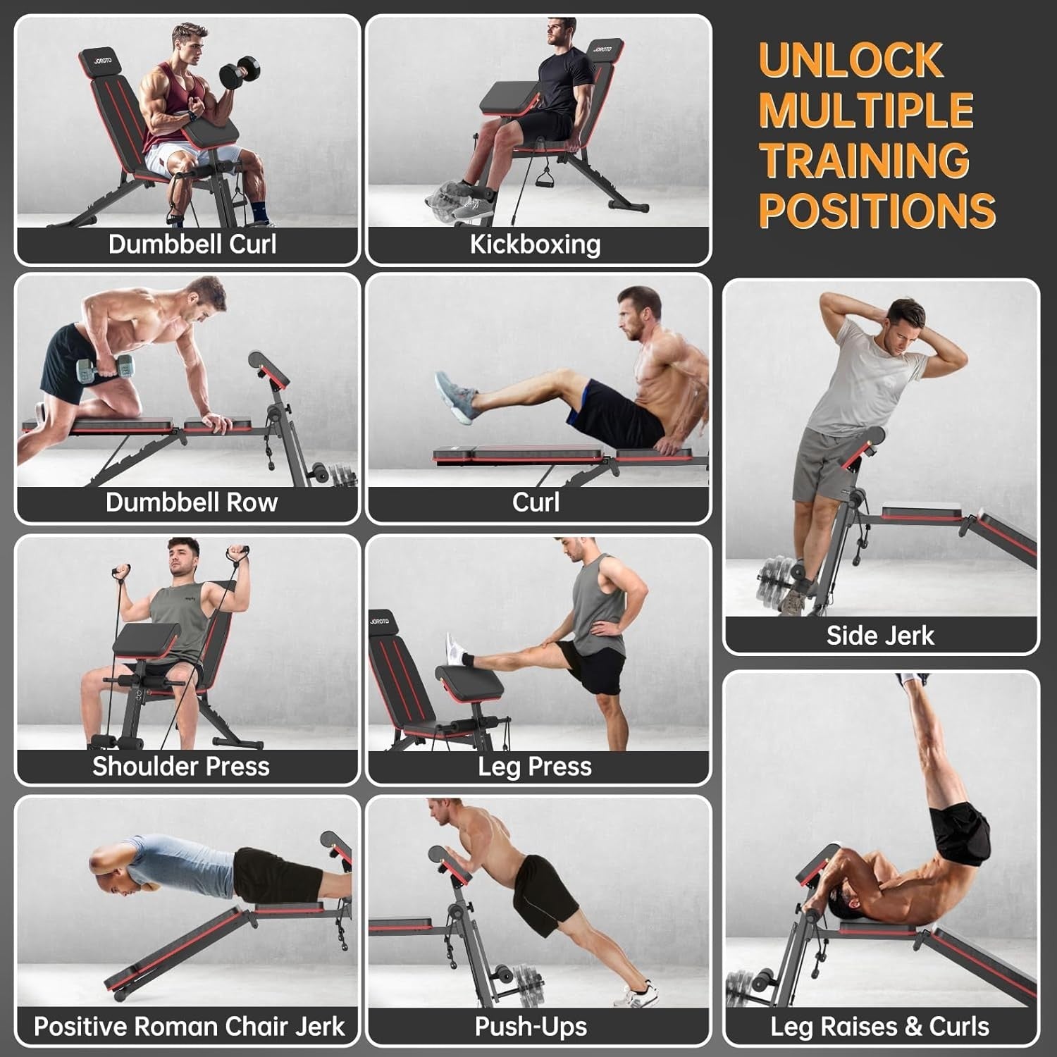 Adjustable Foldable Weight Bench 350kg Incline Decline Roman Chair