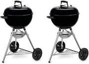 Charcoal BBQ Grill Set of 2 with Lid Thermometer & Wheels