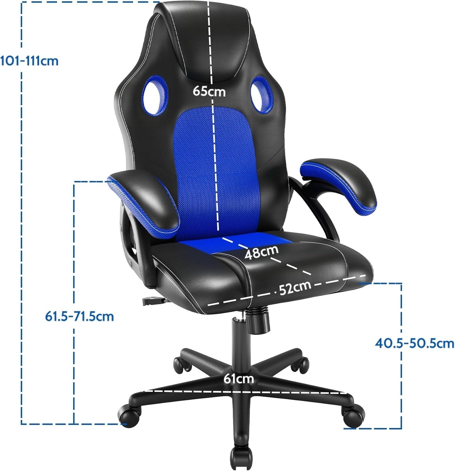 Ergonomic Recliner Office Chair Faux Leather Desk Seat Lumbar Support Blue