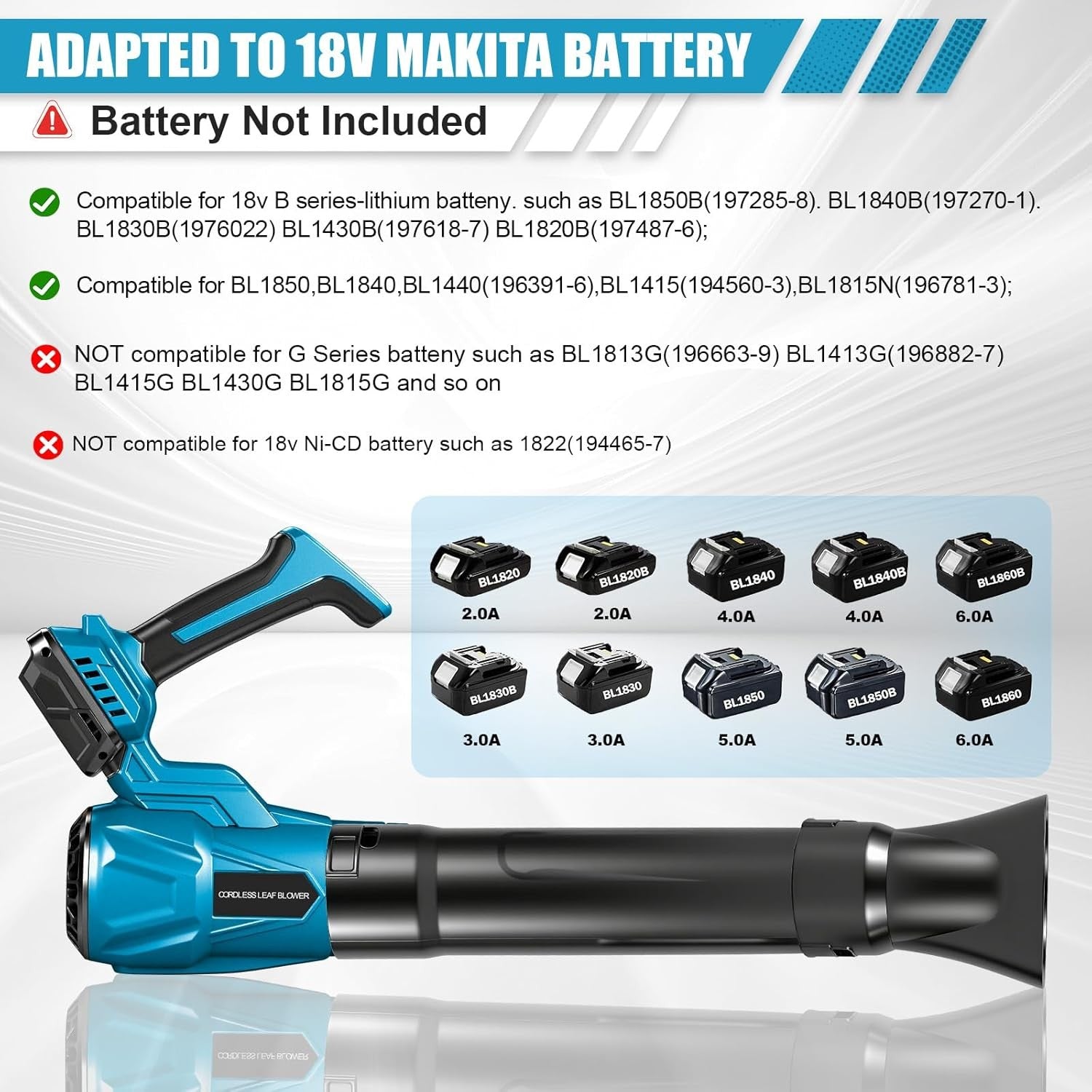 18V Cordless Leaf Blower 30000RPM Variable Speed Lightweight Garden Tool