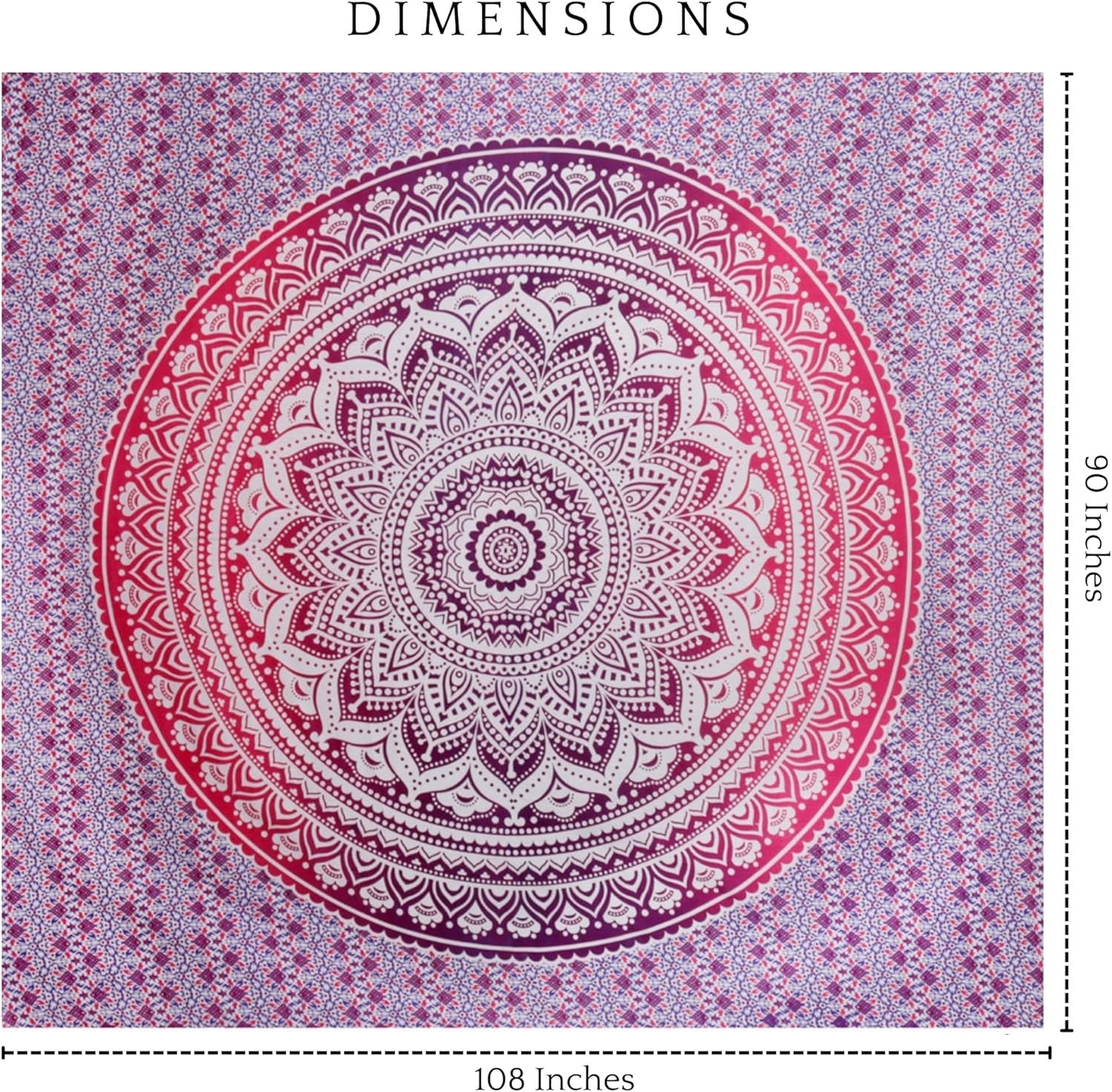 Pink Mandala Cotton Tapestry 230x274cm King Boho Decor