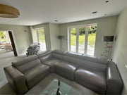 Splendid Grey Leather Corner Sofa (PTP)