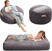 Convertible Kids Bean Bag Chair Bed Faux Fur Lounger Sofa Mattress