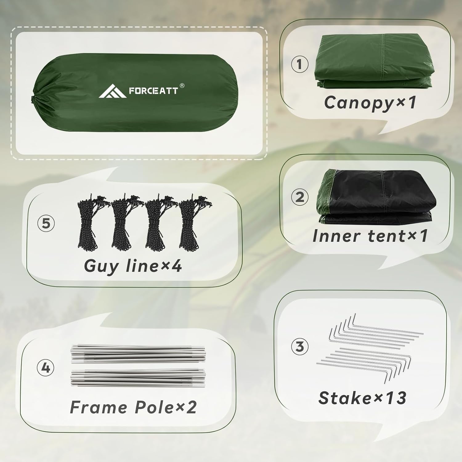 2 Man Camping Dome Tent PU3000mm Waterproof Lightweight