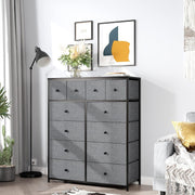 Tall Chest of Drawers Grey 12 Drawer Storage Unit for Bedroom Closet