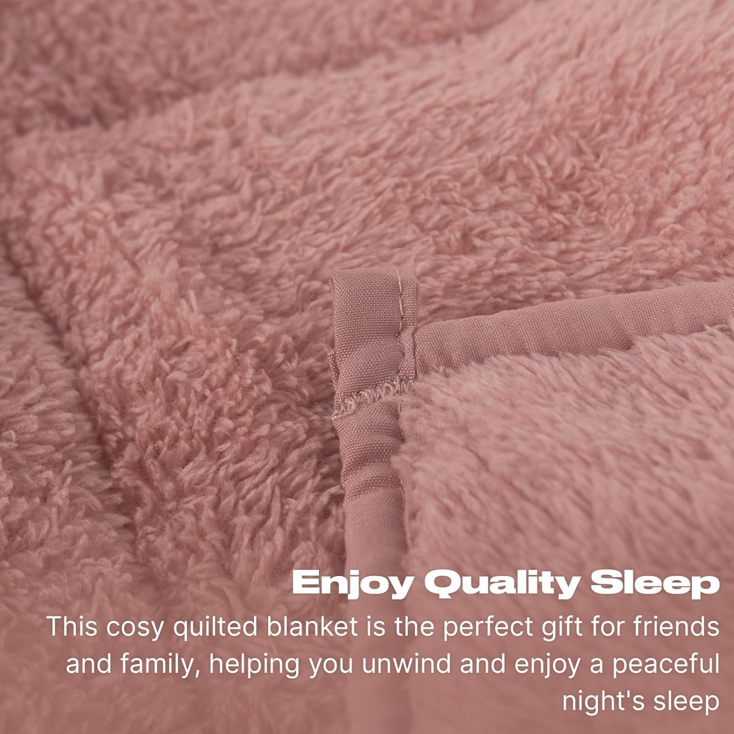 Teddy Fleece Weighted Blanket Blush Pink 6kg 125x180cm Calming Comfort