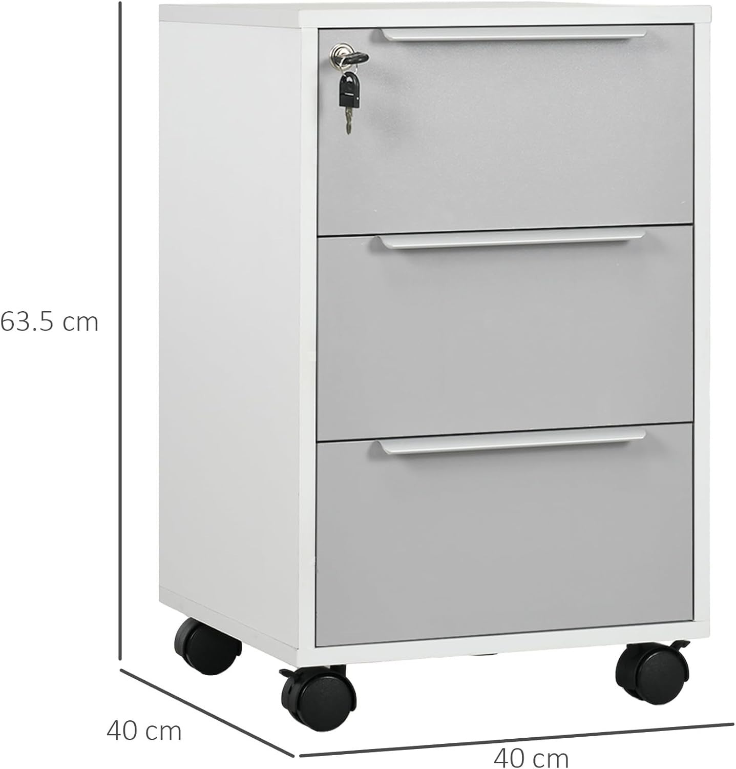 Locking 3 Drawer Rolling File Cabinet Under Desk Office Storage Unit