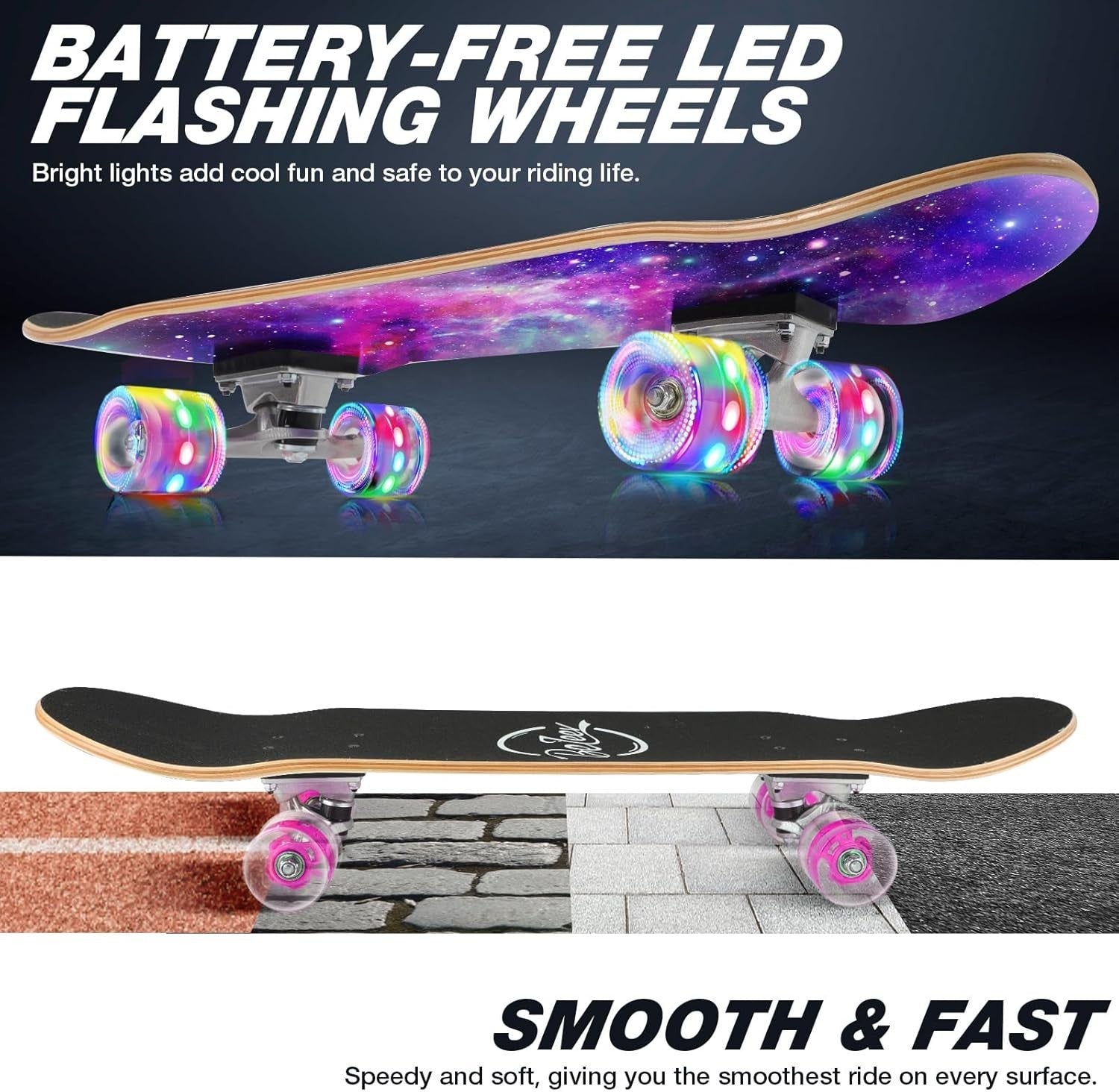 31x8 Maple Cruiser Skateboard Double Kick Concave Trick Board Purple