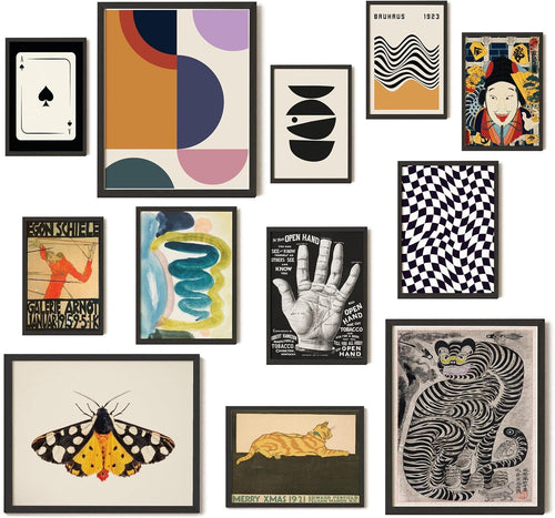 Vintage Eclectic Wall Art Collage Set 8x10 Retro Bauhaus Prints