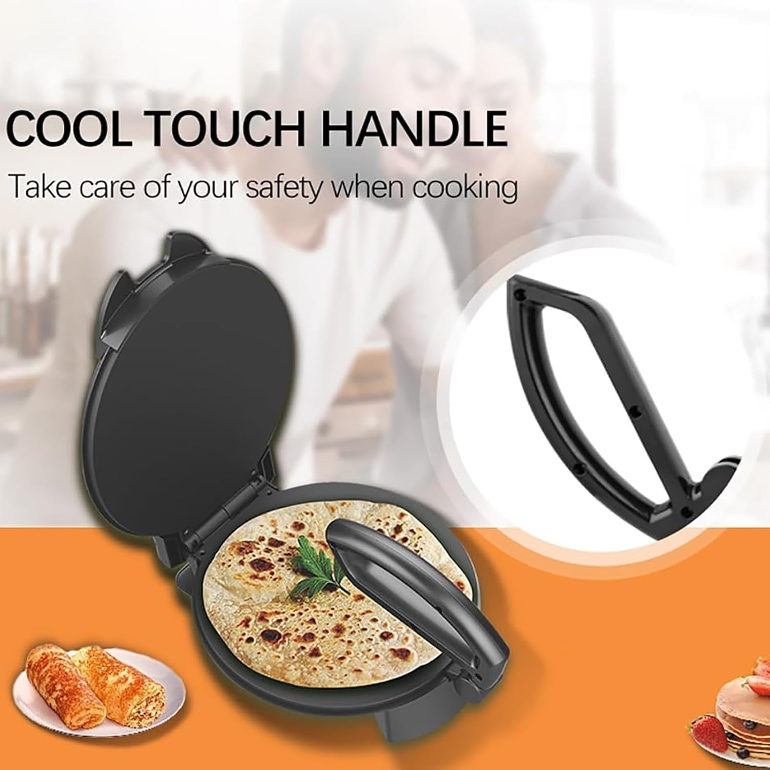 Electric Pancake & Crepe Maker 10" Non-Stick Fluffy Tortilla Machine