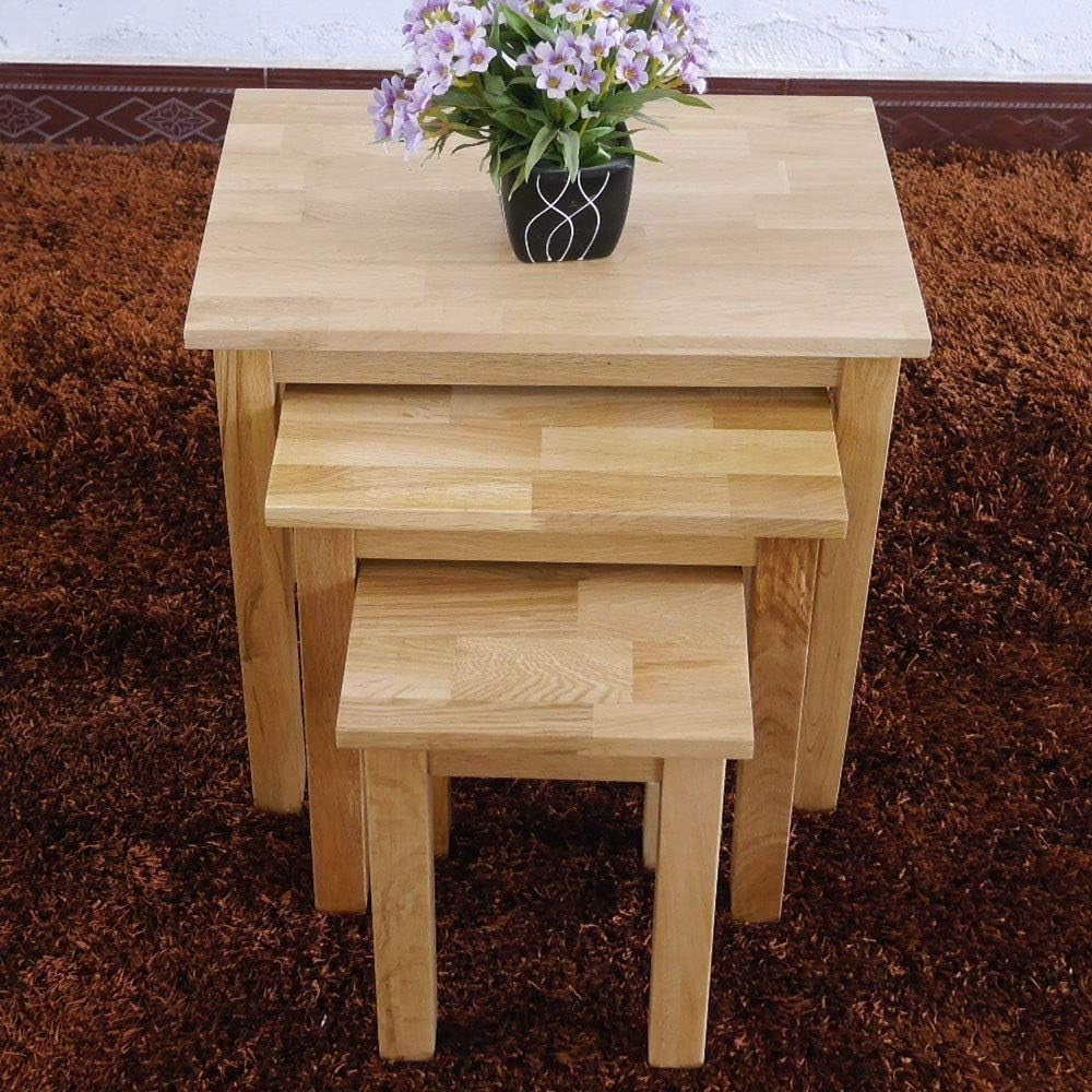 Natural Oak Wood Side Table Nightstand Bedside End Table Lacquered Finish