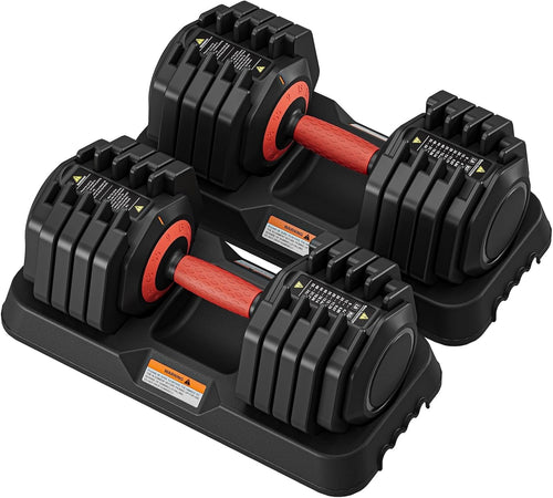 Adjustable Dumbbells Pair 55LB Space-Saving Quick-Select Home Gym
