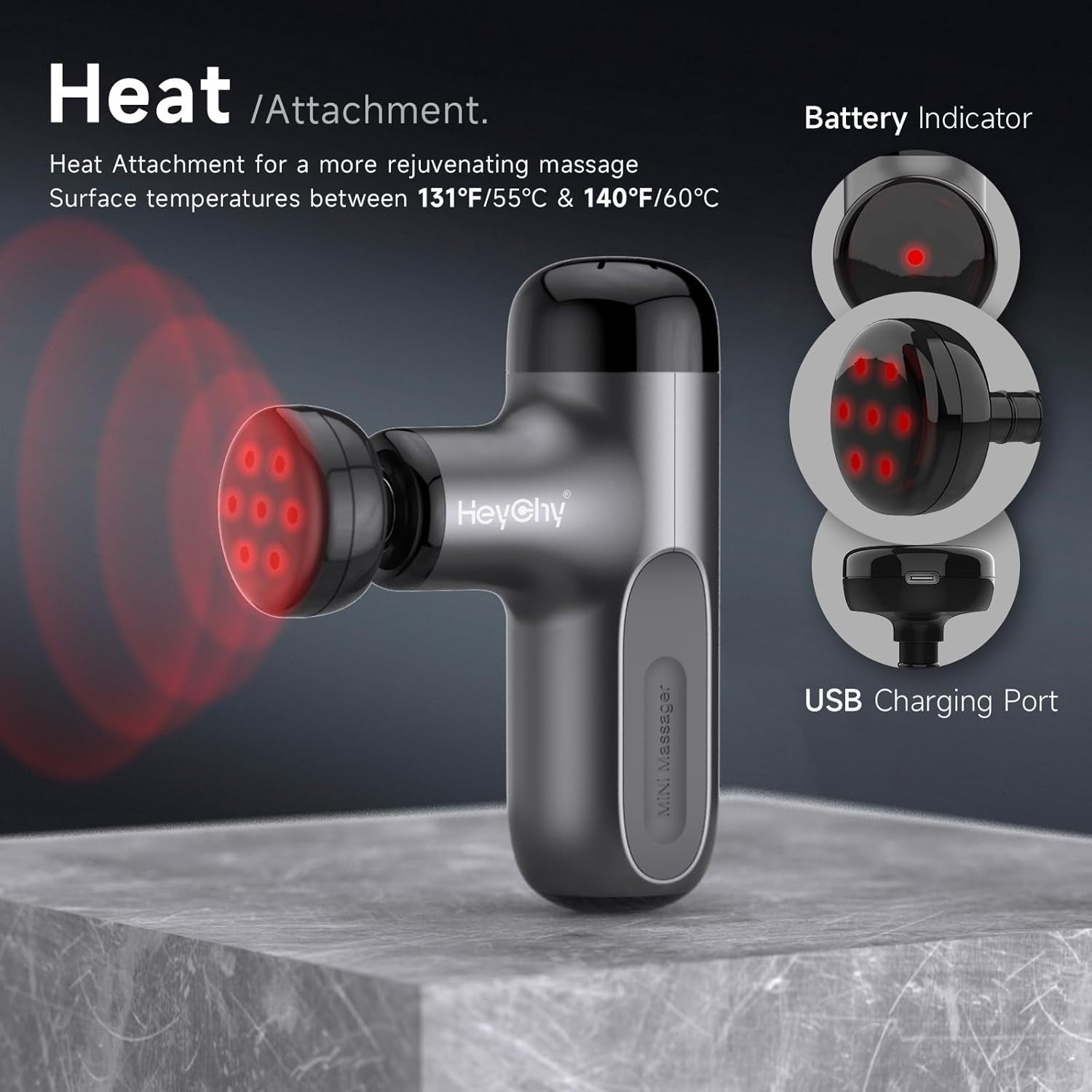 Mini Massage Gun with Heat Deep Tissue Percussion Muscle Massager Portable