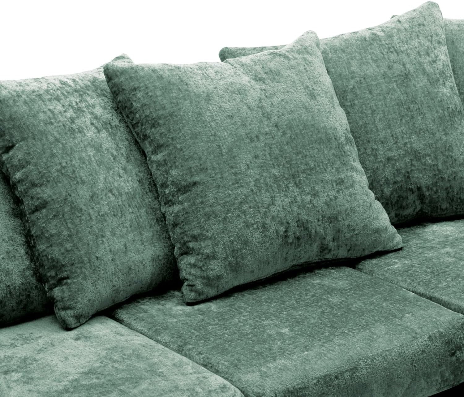 U-Shaped Sofa Rifle Green Chenille Modern 3+2 Seater Sectional w/ Footstool