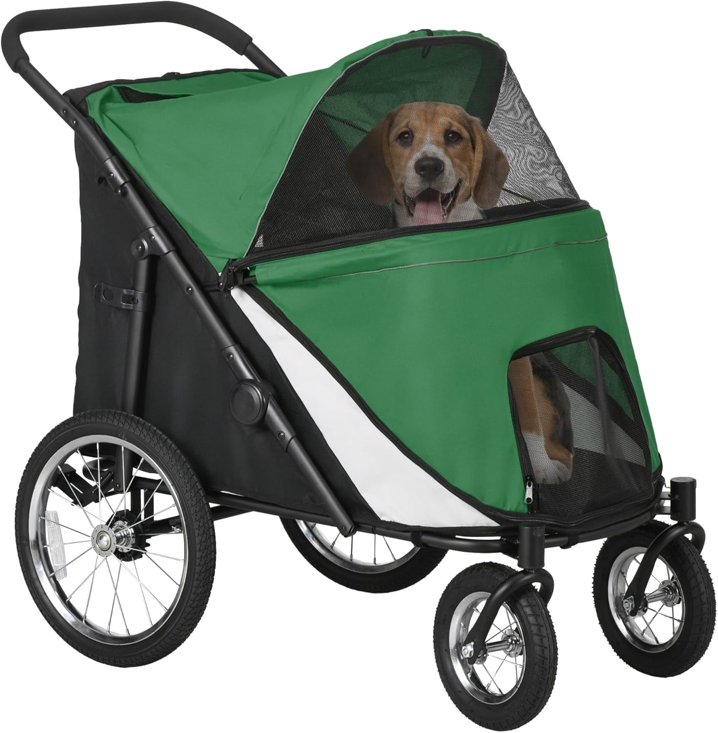 Large Dog Stroller Jogger Pushchair Foldable Heavy Duty Emerald Green