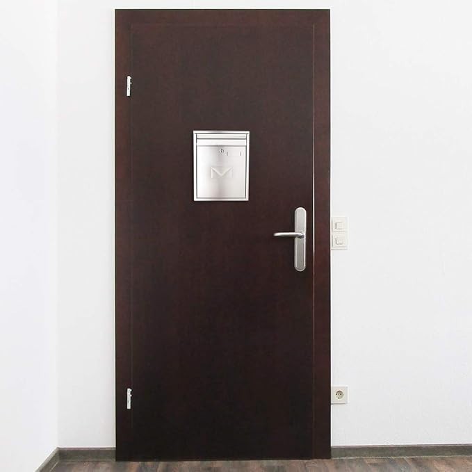 Lockable Stainless Steel Wall Mailbox Dual Slot Secure Post Box 320x250x85mm