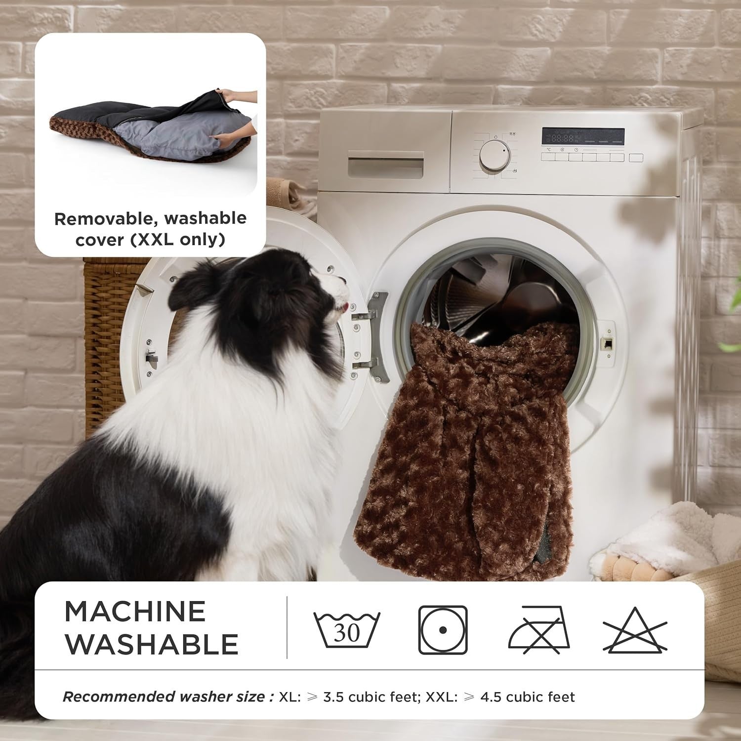 XL Dog Crate Mattress 119x74x9cm Washable Plush Non Slip