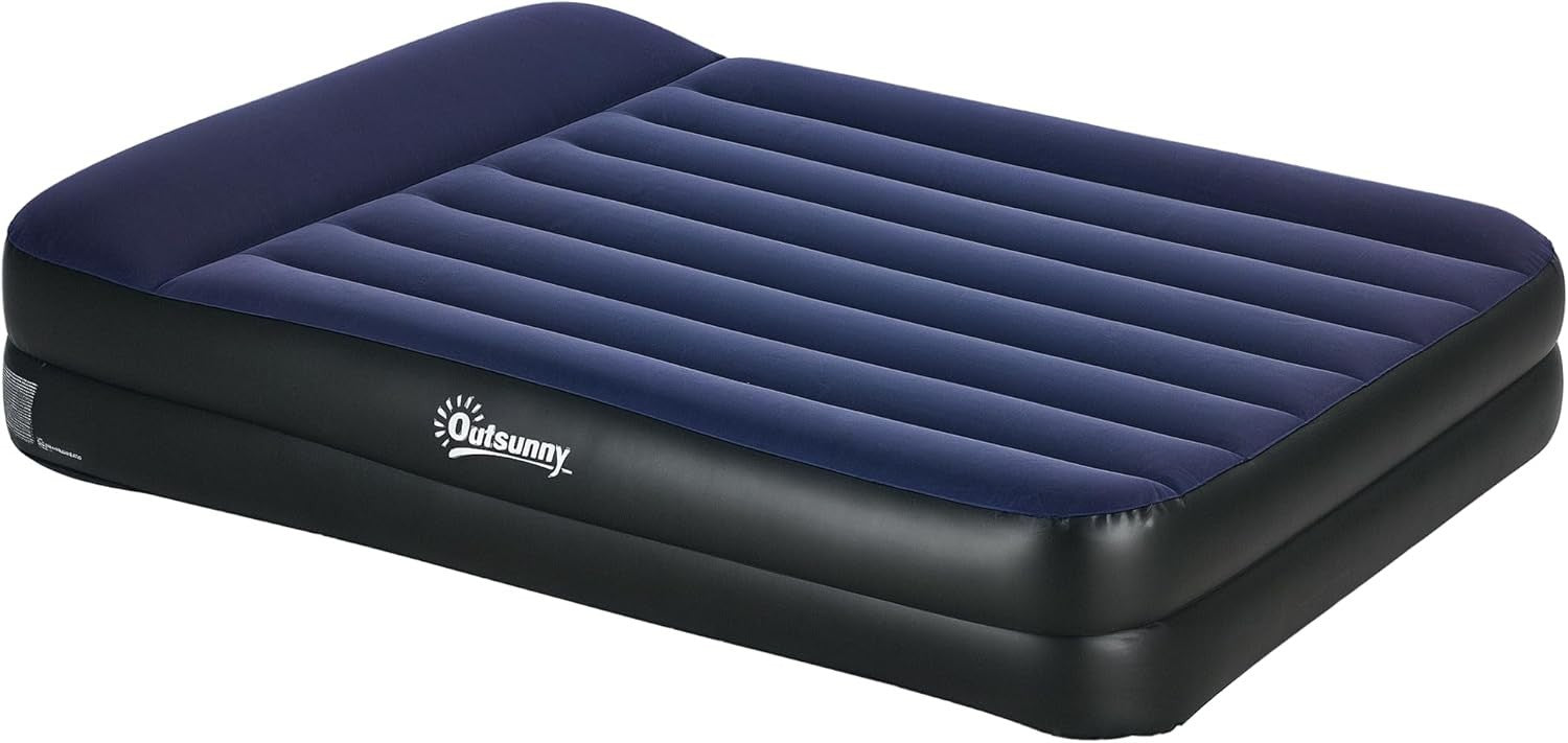 King Inflatable Air Mattress with Electric Pump & Built-in Pillow