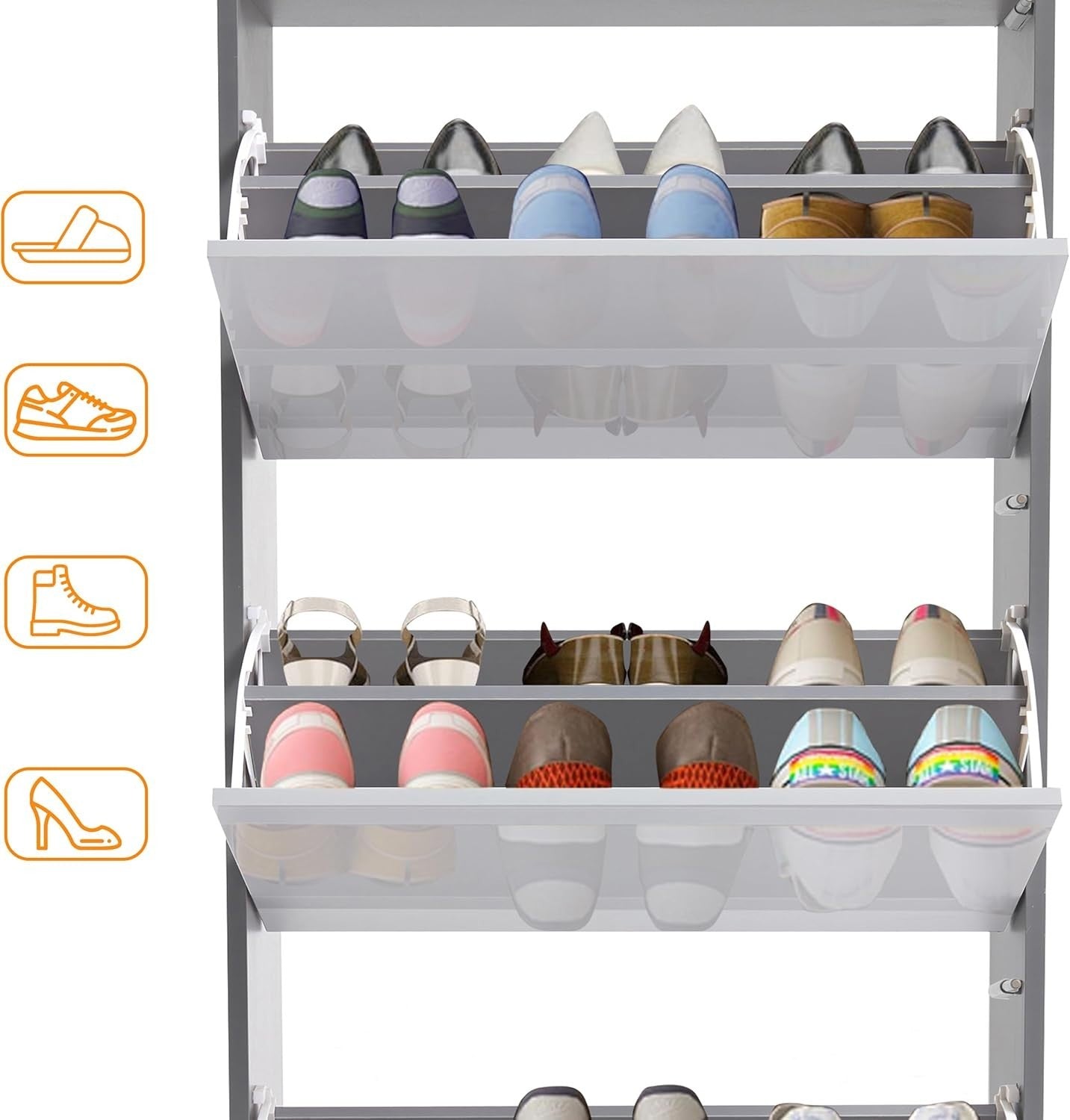 3 Drawer Shoe Cabinet High Gloss Organizer Stand Space-Saving Storage