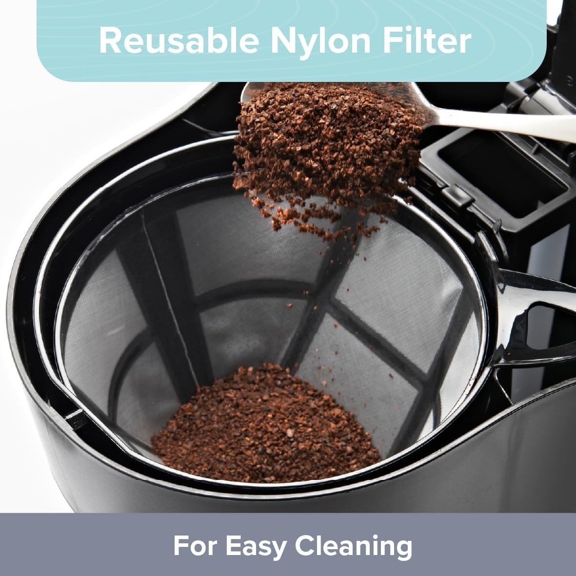 Large Capacity Filter Coffee Machine 1.25L Anti-Drip Reusable Filter Easy Clean