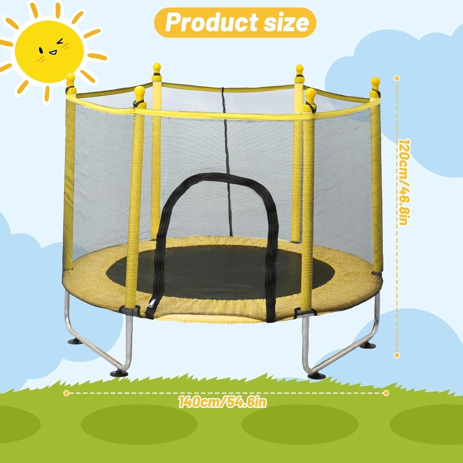 55in Kids Trampoline Safety Net Basketball Hoop Indoor Outdoor