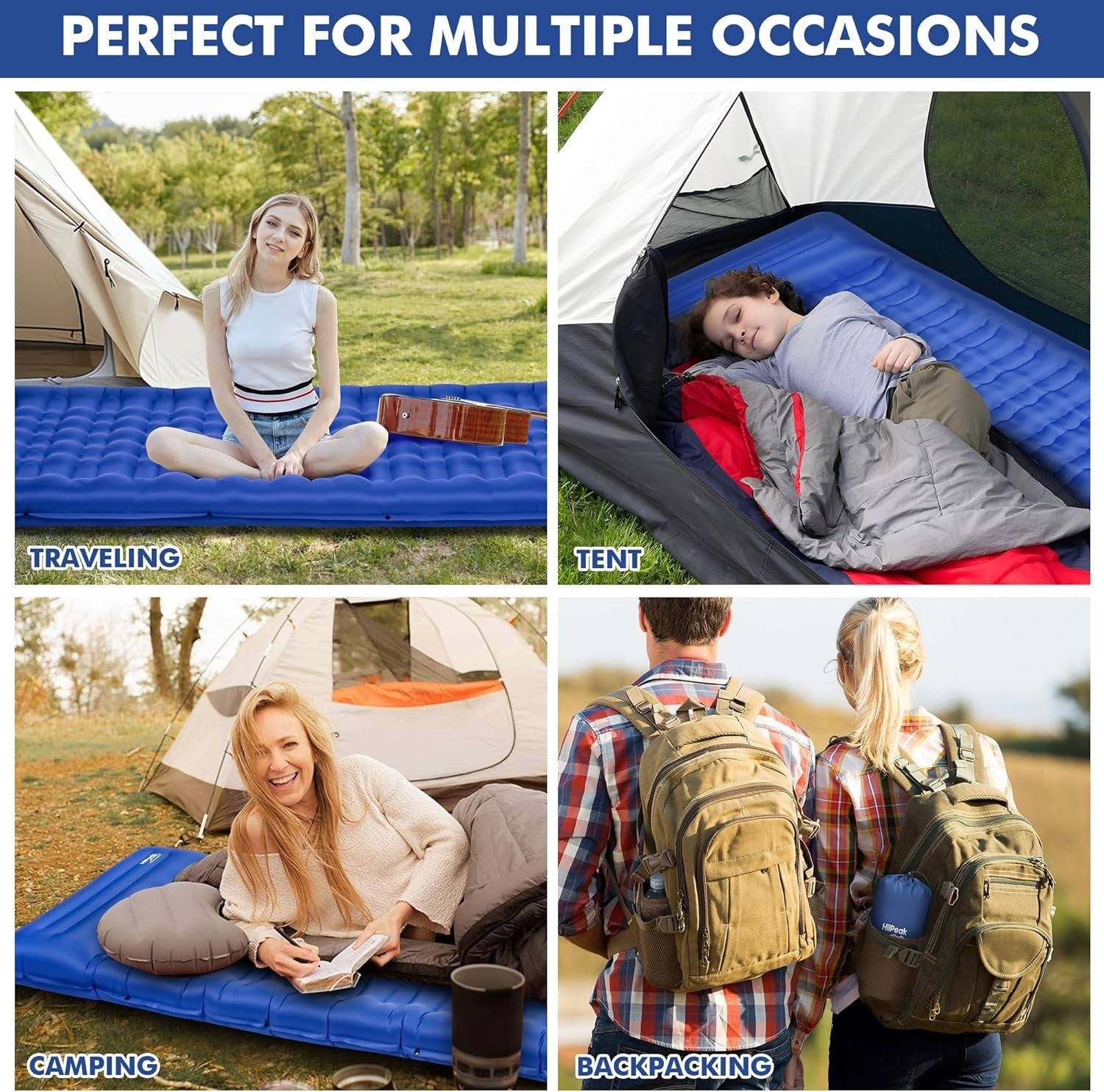 Inflatable Camping Sleeping Mat 203x68x10cm Ultralight with Pillow