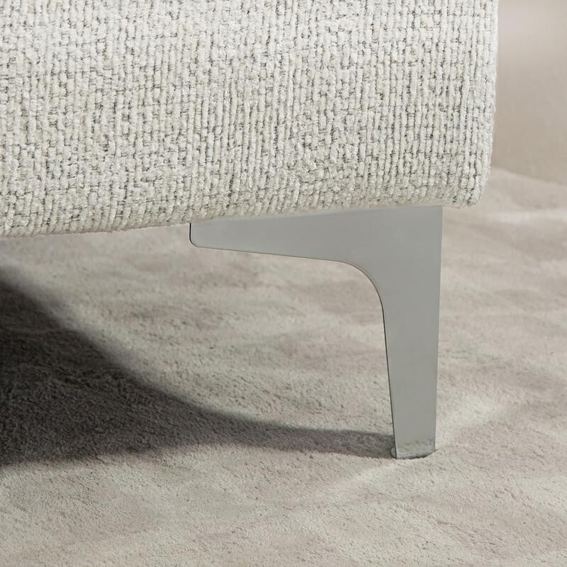 Cream 2 Seater Sofa Chenille Fabric Couch with Cushions Metal Legs Modern