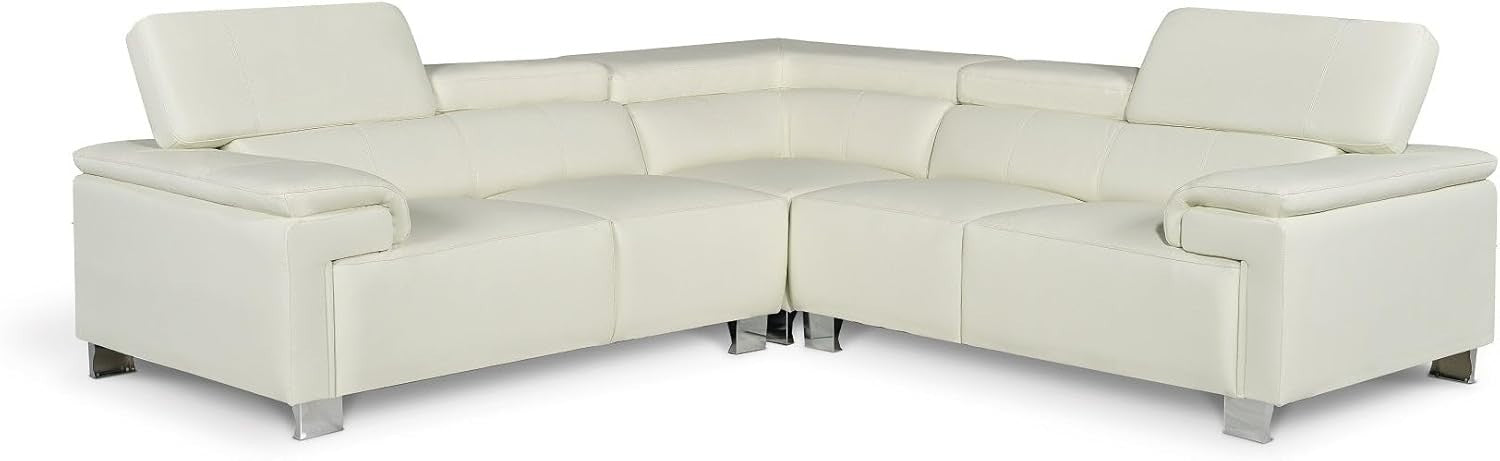 Genuine Leather 5-Seater L Shaped Corner Sofa with Adjustable Headrests