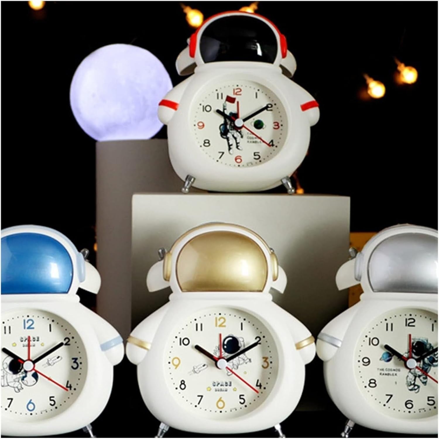 Astronaut Alarm Clock Loud Silent Non-Ticking Battery Bedside Desk Clock