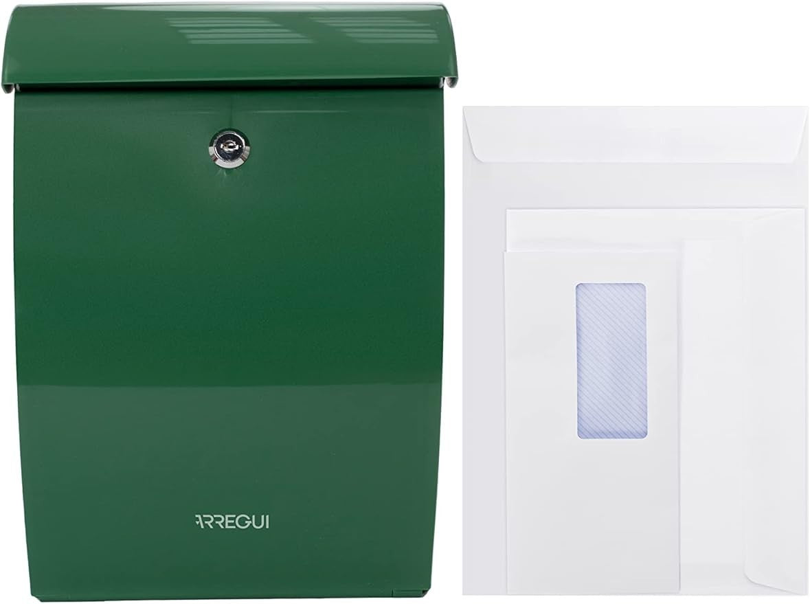 ockable Wall Mounted Letterbox Waterproof Rust-Free Plastic Mailbox Green