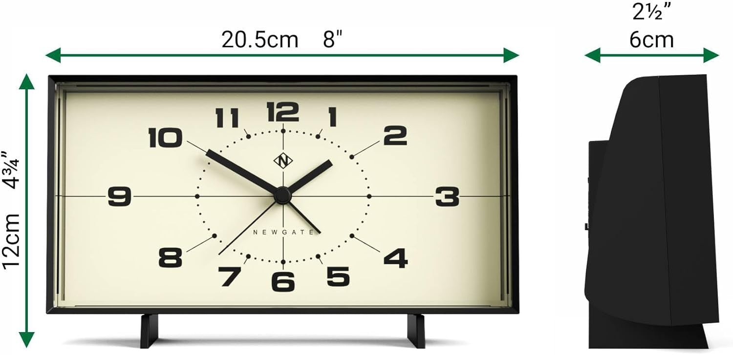 Retro Rectangular Alarm Clock Analogue Bedside Desk Mantel Black Cream